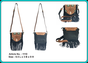 Full Grain Leather Material <b>Crossbody</b> Shoulder <b>Bag</b> With Floral Embroidery Tassel Fringes Bohemian Style Shoulder <b>Bag</b> For Women - Product Image 2