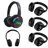 Casque RF UHF RF988 avec flash LED, portée de 500 m, casque de disco silencieux à 3 canaux pour le fitness, le yoga et les visites guidées