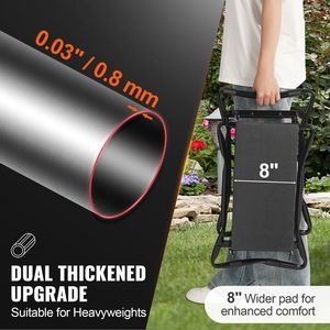 Taburete de jardín plegable con almohadilla ancha de EVA de 8 \ ", Banco de rodillas de 330 libras de capacidad de carga, bolsa de herramientas de jardinería, regalos para mujeres y abuelos - Product Image 3