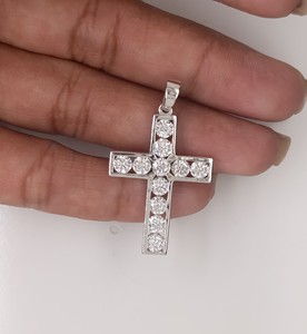 2 Ct Round Lab Grown Diamond Cross <b>Pendant</b> <b>Solid</b> 10K White <b>Gold</b> Wedding <b>Pendant</b> Unique Diamond Charms - Product Image 2