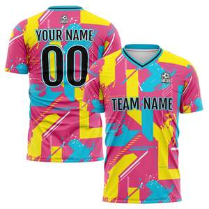 Maillots de football en gros de haute qualité, nouveau modèle de saison, sublimation intégrale, respirant, col en V, pour adultes, confortables - Product Image 2
