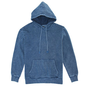 Sudadera con capucha térmica para hombre con cremallera, estampado de pedrería, efecto descolorido por el sol, 100% algodón, lavado ácido y logotipo bordado - Product Image 3