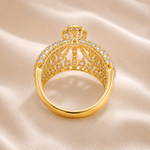 14K Rose Gold Halo Diamond Engagement Ring | Natural Round Brilliant Diamond Accent Wedding Anniversary Ring for Women Gift - Product Image 5