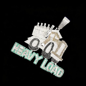 Pendentif Train à Charge Lourde en Moissanite Sertie, Argent 925 Plaqué Rhodium, Bijoux Hip Hop pour Hommes, Usage Quotidien - Product Image 2