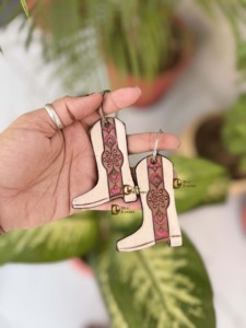 Unique Cowhide <b>Boot</b>-Inspired Design Hand Tooled Leather Key <b>Chain</b> Handmade Genuine leather Key Earrings Unisex Gift Accessory - Product Image 5