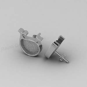 18K Gold Plated Handmade Sterling Silver Dolphin Shape Blank Bezel <b>Stud</b> Earrings Pair DIY Breastmilk Resin Jewelry Findings - Product Image 4