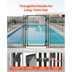 Kit di Sicurezza per Porte Esterne, Cancello per Recinzione Piscina Interrata 4 x 2,5 Piedi con Chiusura in Metallo, Accessori per Piscina - Product Image 6