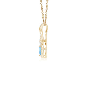 Colgante de Topacio Azul en Forma de Corazón con Detalles de Piedras Preciosas, Chapado en Oro de 10K, 14K, 18K, Oro 925, Plata 935, Romántico para Mujer, para Fiestas - Product Image 3