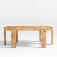 Table basse rectangulaire moderne de luxe DIOS, fabriquée à la main, en bois naturel massif, hauteur réglable, 6 pieds, pour l'ameublement de la maison