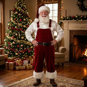 Costume de Père Noël en velours rouge avec chapeau et barbe en fourrure blanche pour homme adulte, accessoires de fête de Noël, prix de gros abordable - Product Image 3
