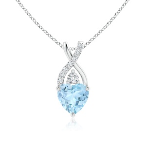 14K <b>Solid</b> <b>Gold</b> Solitaire Heart Cut Aquamarine Gemstone <b>Pendant</b> With Twisted Natural Diamond Bale Romantic Gift For Her <b>Pendant</b> - Product Image 1