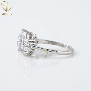 Round Cut Moissanite <b>Diamond</b> <b>Ring</b>, Cluster <b>Ring</b>, Prong Setting <b>Ring</b>, 18k Gold Engagement <b>Ring</b> - Product Image 5