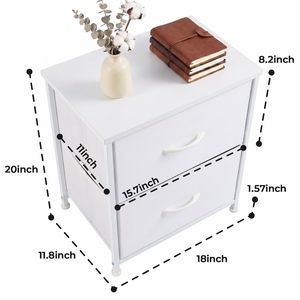 Contemporary 2-Drawer Fabric Storage Dresser with Metal <b>Frame</b> and <b>Oak</b> Wood Top for Bedroom - Product Image 2