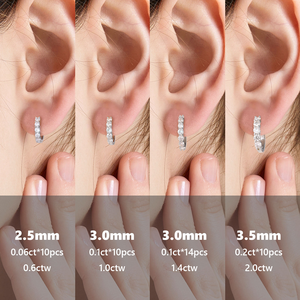 Pendientes de Aro con Diamantes de Moissanita, Plata 925, Pendientes Huggie Brillantes de Lujo, Joyería Elegante, Regalo para Mujeres y Hombres - Product Image 4