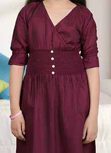 Robe brodée smockée pour enfants, couleur bordeaux, élégante, pour filles, tenue de fête, légère, confortable, mode enfantine, 2 motifs - Product Image 5