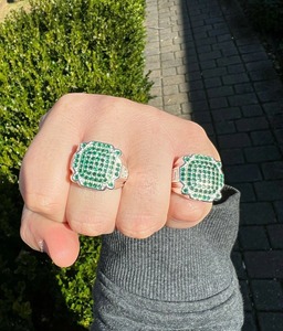 Hip Hop <b>Ring</b> <b>Men</b> Green Emerald Greek Key <b>Ring</b> 925 Sterling Silver Bling Jewelry Rapper Style Luxury Design Premium Quality - Product Image 4