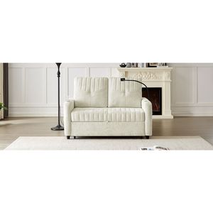 Divano Letto Moderno da 137 cm con Schienale Regolabile, Due Portabicchieri, Porta Telefono e Tre Porte di Ricarica - Product Image 1