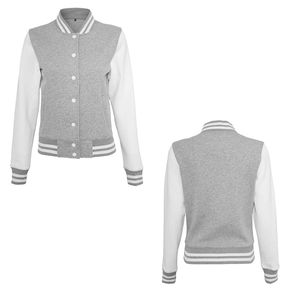 Chaqueta Varsity Gris para Hombre, Mangas Blancas, Cierre de Cremallera, Estilo Casual para Otoño, Corte Ajustado, Tejido de Poliéster y Algodón - Product Image 5