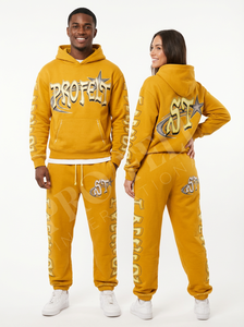 Survêtements 100 % coton épais imprimés en relief avec lettres personnalisées et détails étoilés, style streetwear décontracté, respirants pour l'hiver - Product Image 5