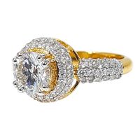 Cincin berlian hasil lab, emas kuning, cincin tunangan berlian, setting prong, potongan brilian, bersertifikat IGI, mewah, harga grosir wanita