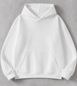 เสื้อฮู้ดผู้ชายสีขาวทรงโอเวอร์ไซส์ ผ้าฝ้ายเฟรนช์เทอร์รี่ สีพื้น ดีไซน์กระเป๋า ทรงปกติ ใส่ได้ในฤดูใบไม้ร่วง - Product Image 1