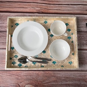 Bandeja Decorativa Moderna de Diseño Contemporáneo, Panel Único con Tema de Mosaico de Mármol Rectangular, Patrón Abstracto - Product Image 4