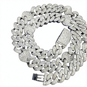 High Quality Iced Jewelz Iced Out Hip Hop 16mm Cuban Link D VVS Moissanite Gold Plated 925 Sterling <b>Silver</b> Chain <b>Necklace</b> Gift - Product Image 1