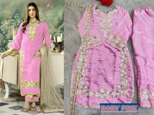 Ensemble Salwar Kameez en soie bleue, brodé de paillettes, prêt à porter, tenue indienne pakistanaise avec dupatta pour les mariages et les fêtes, pour femmes - Product Image 5