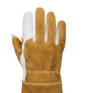 Gants de soudage TIG personnalisés avec un design de pouce droit, couleur marron et blanc, doublure en coton pour la protection lors du soudage à l'arc. - Product Image 5