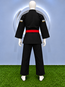 Kimono de Jiu-Jitsu Brésilien (BJJ) Noir Personnalisé pour Adulte, Tissage Diamant, Veste et Pantalon Renforcés, Ceinture Rouge, Ensemble d'Entraînement - Product Image 4