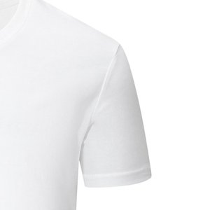 เสื้อยืดคอกว้างทรงวี แขนสั้น ผ้าฝ้าย 100% ทรงปกติ สีพื้น สีขาว สำหรับผู้ชายและผู้หญิง - Product Image 4