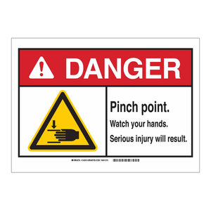 Panneau de signalisation de sécurité Brady DANGER pour points de pression, triangle pliable 3,5 x 5 pouces pour zones de machines - Product Image 3