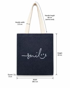 กระเป๋าโท้ทดีไซน์เองขายส่ง ผ้าเดนิม 400 GSM พิมพ์ลายยาง กระเป๋าช้อปปิ้งสำหรับโปรโมชั่น หูหิ้วผ้าคอตตอน รับผลิตแบบ OEM แบรนด์ส่วนตัว - Product Image 2