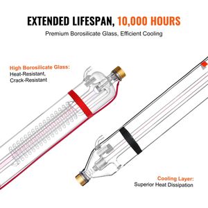 Tube de découpe laser CO2 130W, longueur 65 (1650 mm), diamètre 3.1 (80 mm), verre borosilicate, durée de vie 10 000 heures, machines de découpe laser pour métaux - Product Image 4