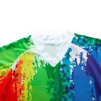 Chemise en jersey de polyester à manches longues pour homme, imprimée par sublimation avec des éclaboussures de peinture arc-en-ciel, séchage rapide, à porter toute l'année
