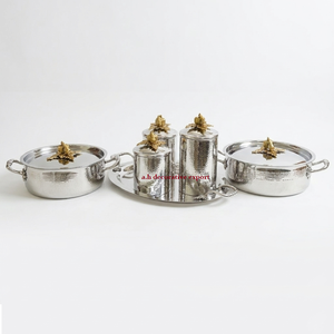 Juego de Utensilios de Cocina Decorativos con Acabado Plateado Moderno, Ollas, Recipientes y Bandejas de Acero Inoxidable para Bodas y Decoración del Hogar - Product Image 1