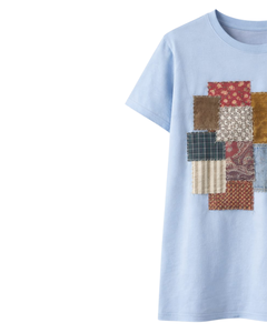 <b>Patchwork</b> Graphic T Shirt Women Casual Short Sleeve Crew Neck Cotton Summer Tee Vintage Fabric Print Streetwear <b>Top</b> Custom Logo - Product Image 3