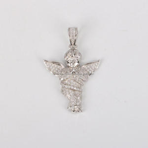 Hip Hop Angel Wing Pendant With Brilliant Diamond Look Jewelry Finish - Product Image 1