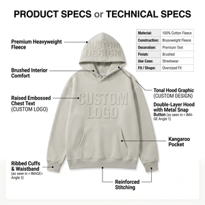 Sudadera con Capucha Personalizada OEM, 400GSM, Algodón Grueso, con Relieve 3D, Talla Grande, para Hombre, con Botones a Presión, Estilo Urbano - Product Image 5