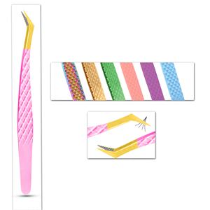 Pince à épiler en acier inoxydable Diamond Grip Extension de cils Outils de précision pour cils volumiques Points fins Poignée miroir Fibre de beauté - Product Image 2