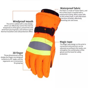 Gants Alpha Racing antidérapants coupe-vent à doigts entiers avec paume en cuir, rembourrage en mousse de 5 mm, compatibles écran tactile, fermeture auto-agrippante, unisexe - Product Image 3