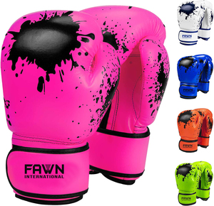 Gants de boxe d'entraînement et de compétition avec support de poignet Velcro, pour sac de frappe, entraînement professionnel et fitness, 14 oz - Product Image 1