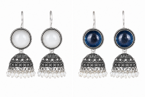 Pendientes Colgantes de Estilo Bohemio, Chapados en Plata Antigua, con Perlas de Piedra Vintage y Aleación de Zinc y Latón, para Bodas Indias - Product Image 4
