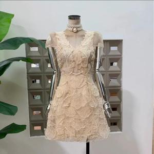 High Quality Elegant V-Neck Bohemian Cotton Mini <b>Dress</b> With Sleeve A-Line Empire Waist <b>Summer</b> Women's <b>Dress</b> - Product Image 2