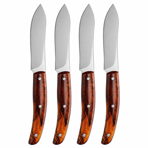 Cuchillos para carne de acero inoxidable de primera calidad con mangos de madera, hojas afiladas de filo recto para cortar carne, para restaurantes, comedores y el hogar. - Product Image 1