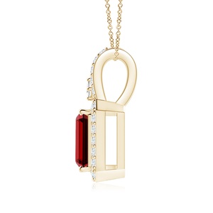 Collar Hecho a Mano con Colgante de Halo de Rubí Rojo de 0.5 Quilates con Corte Esmeralda Natural en Oro de 14K de 3.35G y Diamante Natural de 0.15 Quilates, Joyería Fina Personalizada - Product Image 2
