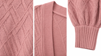 Ensemble Abaya 3 Pièces Tricoté Personnalisé ODM/OEM Rose Poudré avec Cardigan Ouvert en Maille Diamantée et Pantalon Palazzo – Tenue Modeste pour l'Aïd