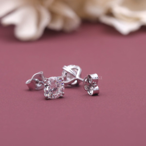 IGI Certified Lab Grown Diamond Round Solitaire <b>Stud</b> <b>Earrings</b> in 9K White / Rose & Yellow Gold Classic 6-Prong Diamond <b>Earrings</b> - Product Image 4