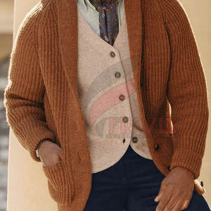 เสื้อคาร์ดิแกนถักแบบคลาสสิกสำหรับผู้ชาย แขนยาว ติดกระดุม นุ่ม อุ่น สวมใส่สบาย เหมาะสำหรับทำงาน ออฟฟิศ กิจกรรมกลางแจ้ง เสื้อผ้าลำลอง เสื้อคาร์ดิแกนถักสำหรับทำงาน - Product Image 5