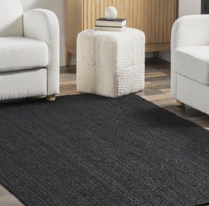 Tapis en jute noir écologique, tissé à la main, tissage lourd, tapis durable - Product Image 3